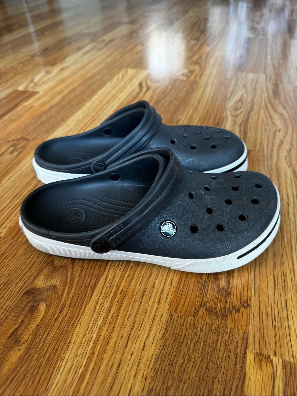 CROCS Black and White Classic Clog Sandals